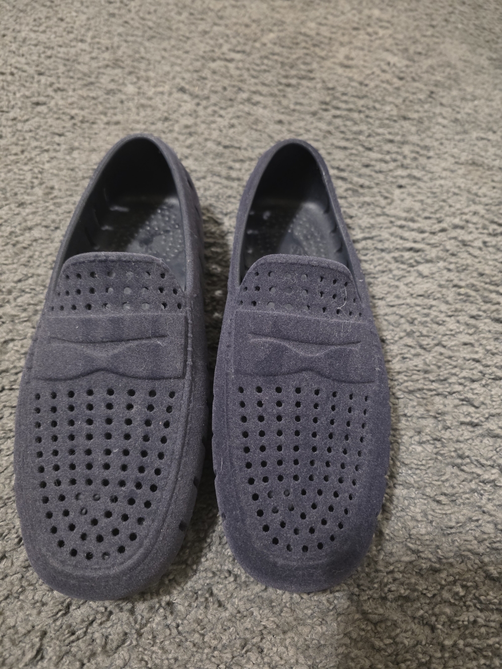 Perforated Navy Suede Slip-On Loafers